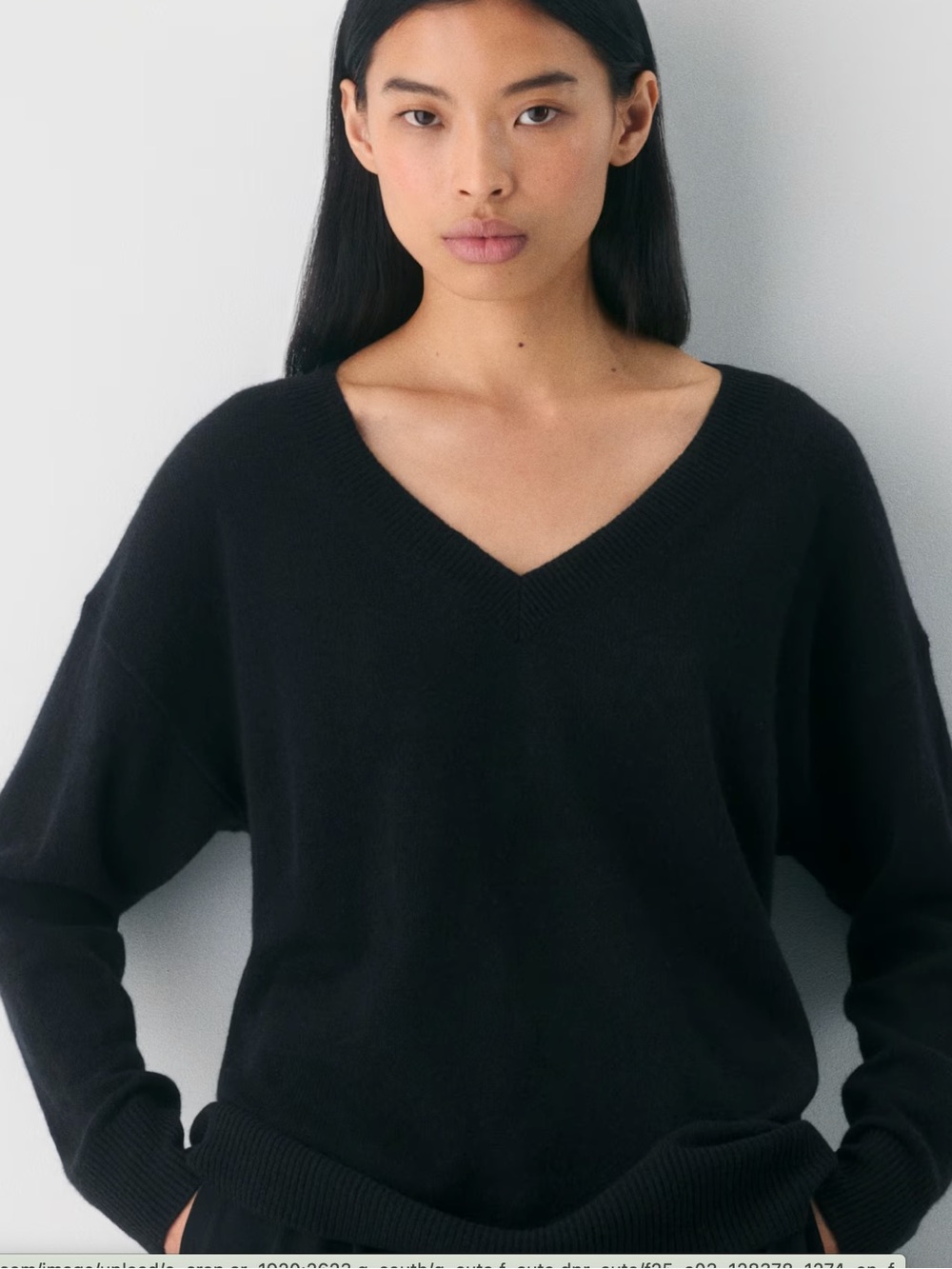 Aritzia Black Feather Cashmere V-Neck Sweater